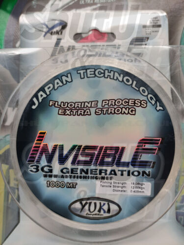 Yuki Invisible 3G Extra Strong Fishing Line 1000m Bulk Spools 0.26mm 15lbs