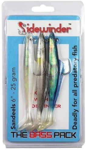 Sidewinder Lures Bass Pack Sandeel Fishing Lures 6"