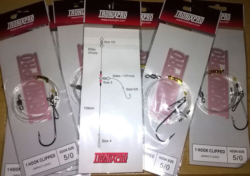 Tronixpro 1 Hook Sea Fishing Rig 5/0 Hook Bulk Buy 10 Rigs