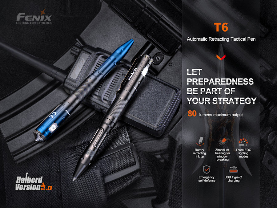 Fenix T6 Halberd v2 Pen Light / Glass Breaker