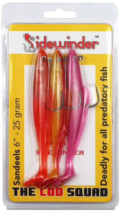 Sidewinder Lures Cod Squad Sandeel Fishing Lures 6"