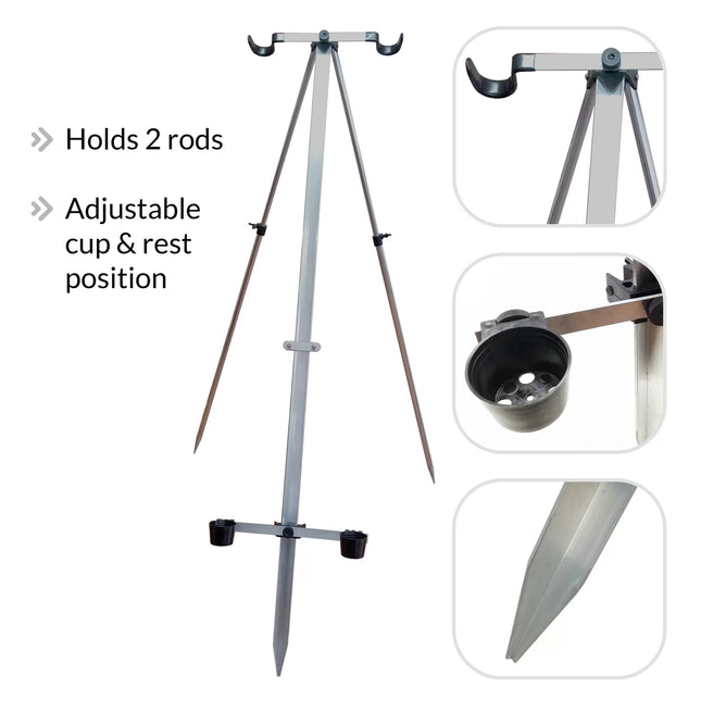 FISSION 2 Rod Aluminium Extending Fishing Tripod – Adjustable 110–180cm