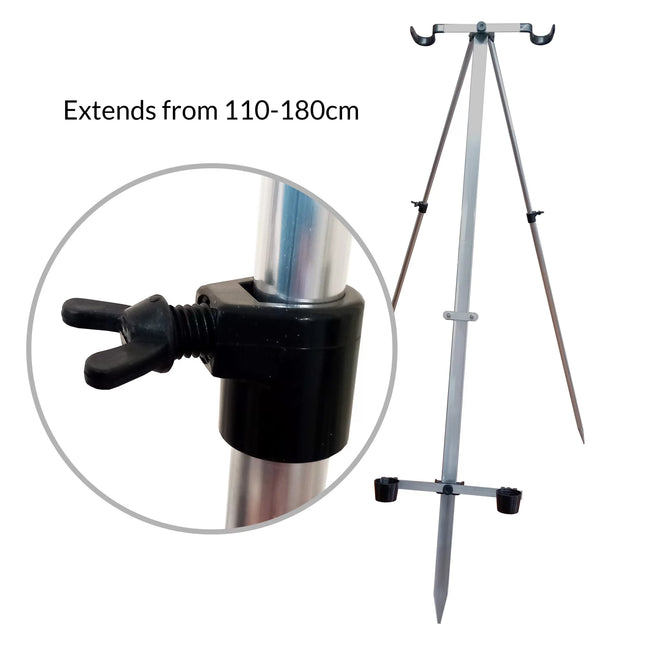 FISSION 2 Rod Aluminium Extending Fishing Tripod – Adjustable 110–180cm