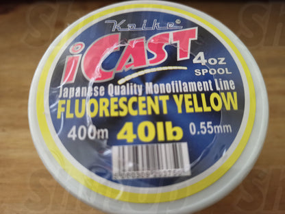 Koike i-Cast Fluorescent Yellow Quality Fishing Line 20lb to 80lb Sizes