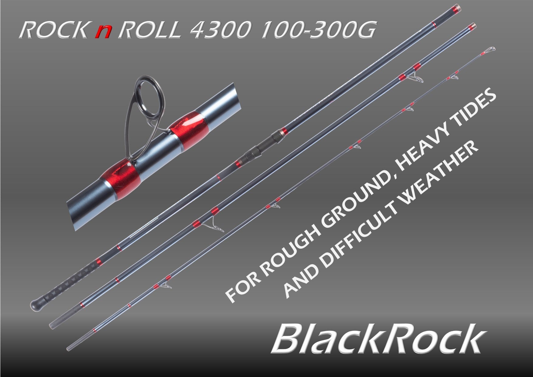Fish Rods Heavy Set Rock Blackrock Rock and Roll 4300 100-300g 2G Heavy Surf Fishing Rod – Shut ...