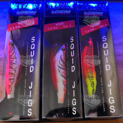Bulk Buy 3 x Grauvell Nori Squid Jigs Fishing Lures Various Colours