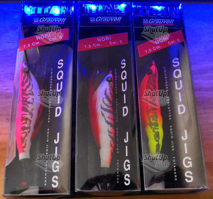 Bulk Buy 3 x Grauvell Nori Squid Jigs Fishing Lures Various Colours