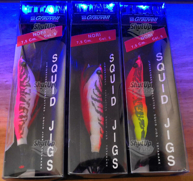Bulk Buy 3 x Grauvell Nori Squid Jigs Fishing Lures Various Colours