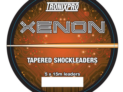 Tronixpro Xenon Tapered Shock Leader Line - 5 x 15m Per Spool - Clear And Orange