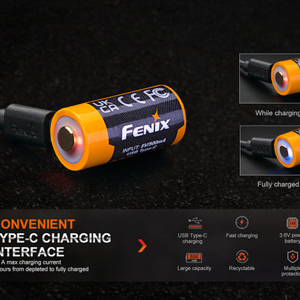 Fenix ARB-L16-800UP USB-C High Current 16340 Battery