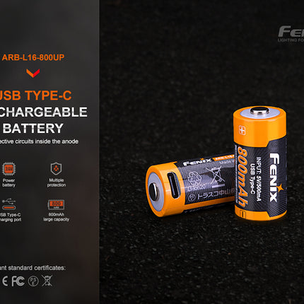 Fenix ARB-L16-800UP USB-C High Current 16340 Battery