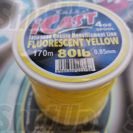 Koike i-Cast Fluorescent Yellow Quality Fishing Line 20lb to 80lb Sizes