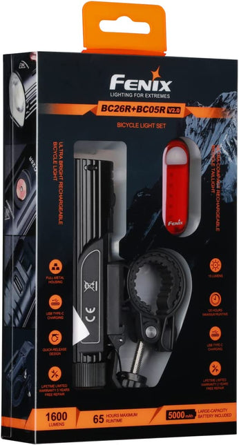 Fenix BC26R Bicycle Bike Light With Free BC05R Rear Light Gift Set