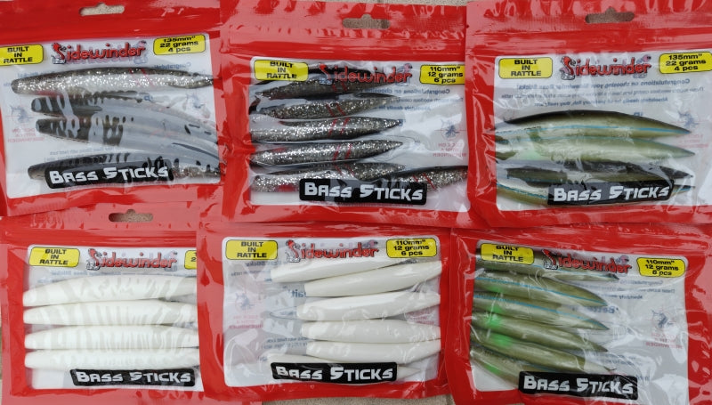 Sidewinder Fishing Lures Bass Sticks 12g And 22g Various Colours