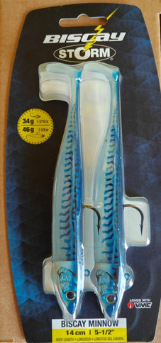 Storm Biscay Minnow Fishing Lures Blue Mackerel 2 Per Pack 46g Weight