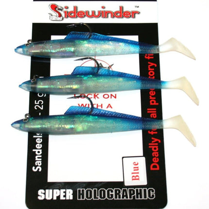 Sidewinder Lures Super Holographic Sandeels | 6" | 25g Blue