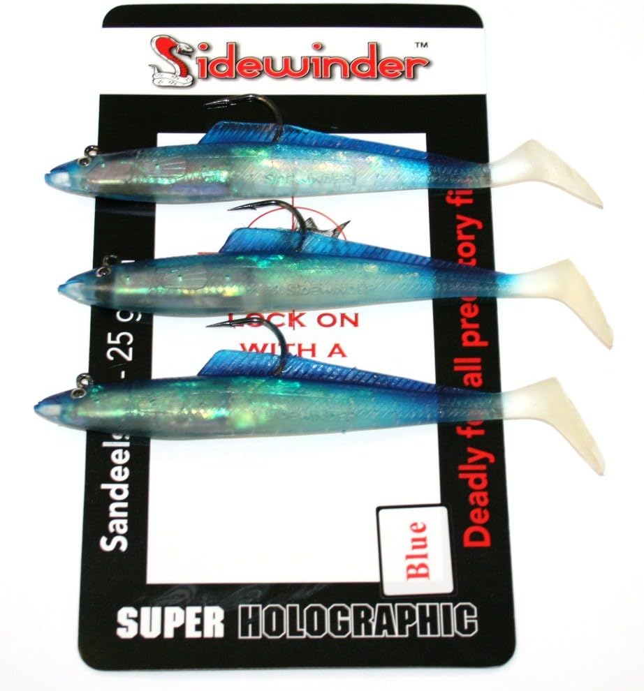 Sidewinder Lures Super Holographic Sandeels | 6" | 25g Blue