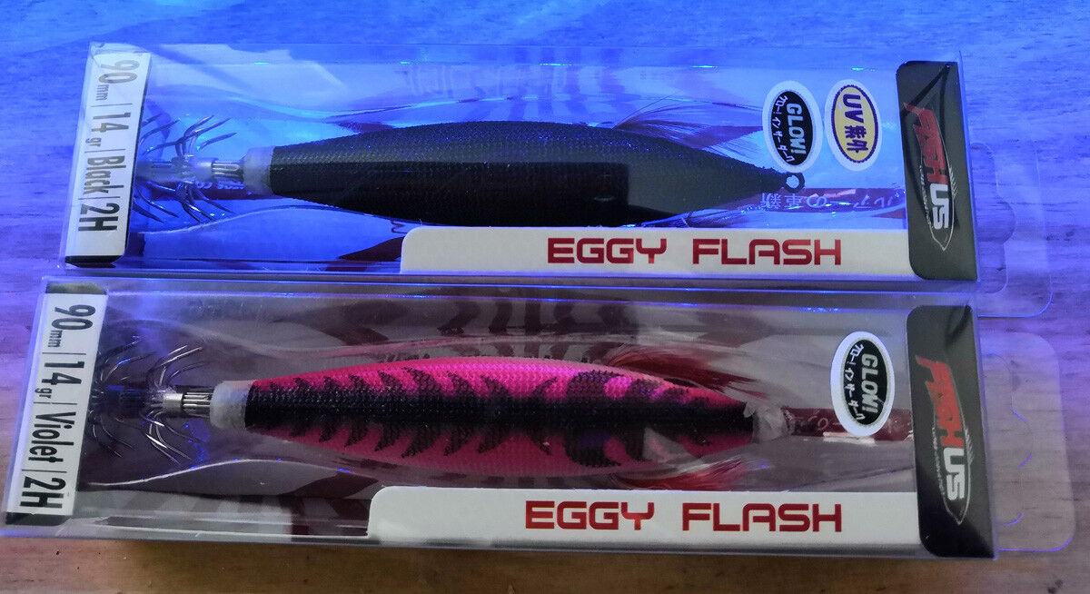 Fishus Eggy Flash Squid Fishing Lures Bundle - Black and Violet Colours