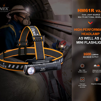 Fenix HM61R V2 Rechargeable Headlamp Torch 1200 Lumens