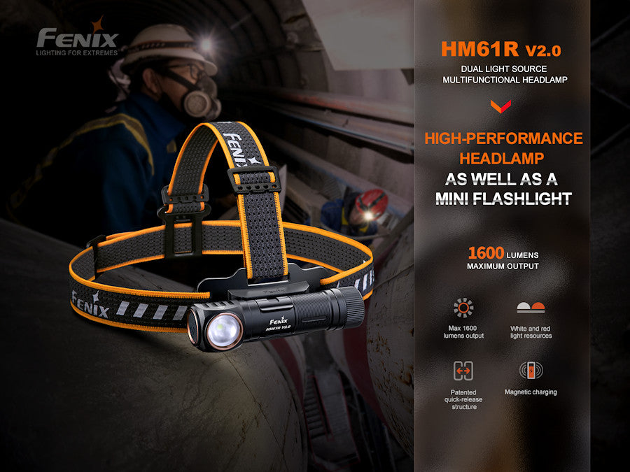 Fenix HM61R V2 Rechargeable Headlamp Torch 1200 Lumens