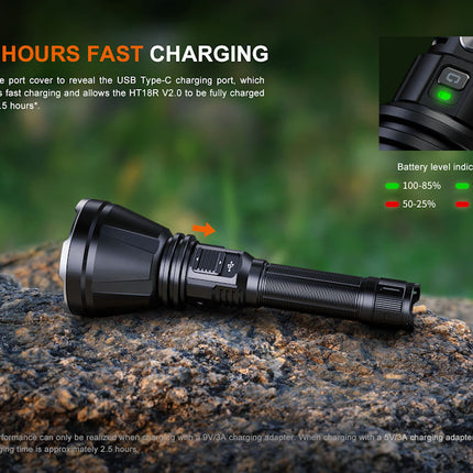 Fenix HT18R V2 Rechargeable Long Range LED Torch