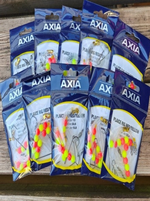 Axia Sea Fishing Plaice Rig Red/Yellow | Size 1/0 Bulk Packs