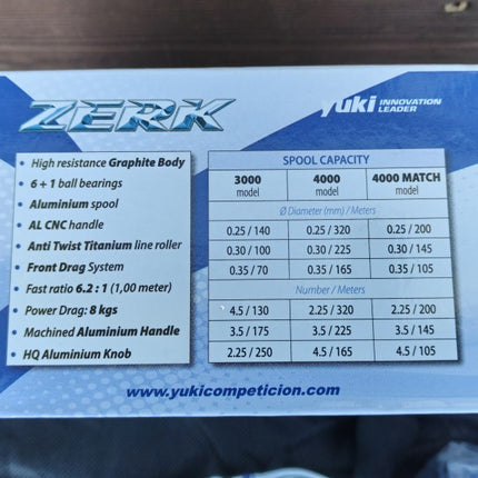 Ex Display Yuki Zerk 4000 Size Fixed Spool Match Fishing Reel Plus Spare Spool