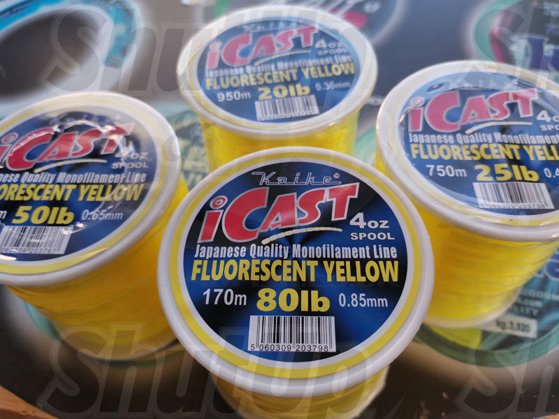 Koike i-Cast Fluorescent Yellow Quality Fishing Line 20lb to 80lb Sizes