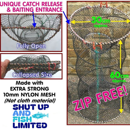 Koike Prawn Shrimp Crayfish Collapsible Fishing Net Trap (Zip Free)
