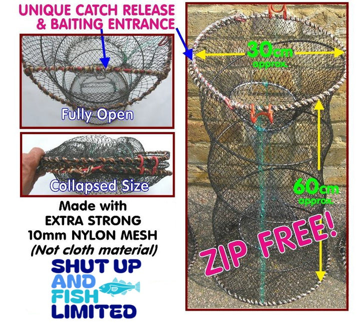 Koike Prawn Shrimp Crayfish Collapsible Fishing Net Trap (Zip Free)