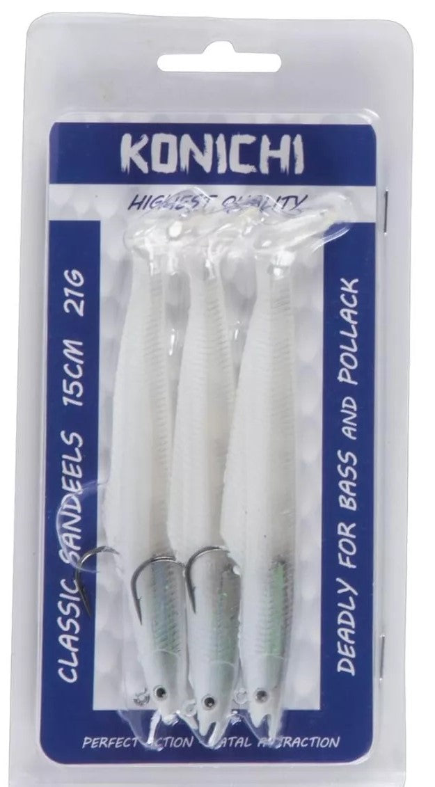 Sand Eel Shad Soft Lure 25 g - Eelo Combo 150 Black/White - black, Snow Sand Eel Shad Soft Lure 25 g - Eelo Combo 150 Black/White - black, Snow
