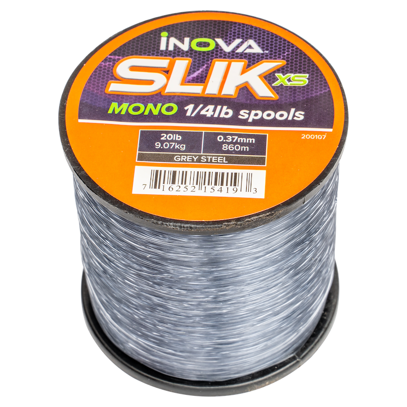 Inova Slik Mono Fishing Line 1/4lb Spools Grey Steel Colour