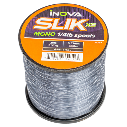 Inova Slik Mono Fishing Line 1/4lb Spools Grey Steel Colour