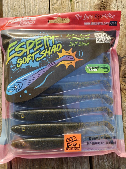 Fishus Espetit Soft Shads Bass Fishing Lures 12cm 9.7g - 8 Lures Per Pack