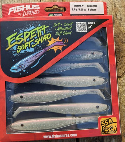 Fishus Espetit Soft Shads Bass Fishing Lures 12cm 9.7g - 8 Lures Per Pack