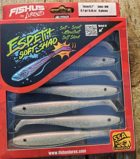 Fishus Espetit Soft Shads Bass Fishing Lures 12cm 9.7g - 8 Lures Per Pack
