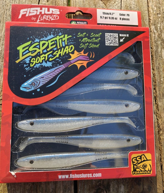 Fishus Espetit Soft Shads Bass Fishing Lures 12cm 9.7g - 8 Lures Per Pack