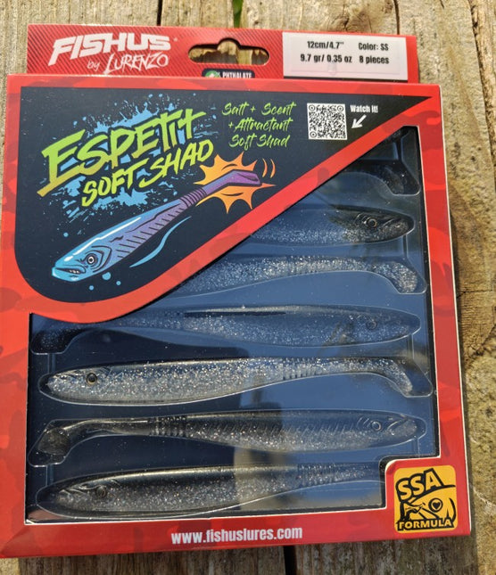 Fishus Espetit Soft Shads Bass Fishing Lures 12cm 9.7g - 8 Lures Per Pack