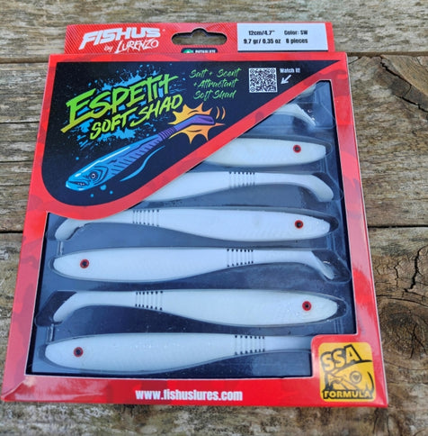 Fishus Espetit Soft Shads Bass Fishing Lures 12cm 9.7g - 8 Lures Per Pack