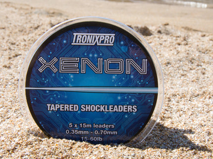 Tronixpro Xenon Tapered Shock Leader Line - 5 x 15m Per Spool - Clear And Orange