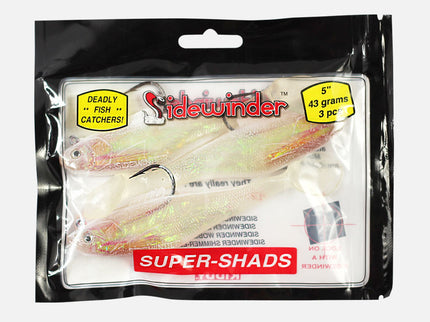 Sidewinder Super Shads Fishing Lures Blood Head Pearl Colour 3 Per Pack 5