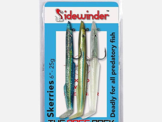 Sidewinder Skerries The Bass Pack Sandeel Fishing Lures 6" 3 per Pack
