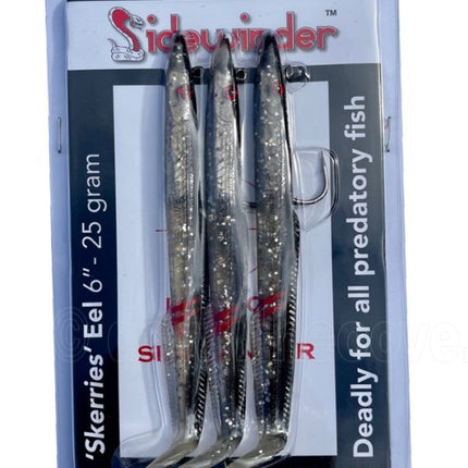 Sidewinder Skerries Eel Sandeel Fishing Lures 6" Size Glitter Bomb Colour