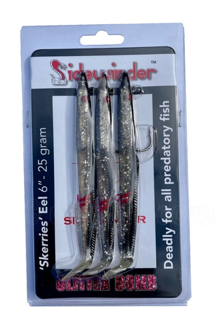 Sidewinder Skerries Eel Sandeel Fishing Lures 6" Size Glitter Bomb Colour