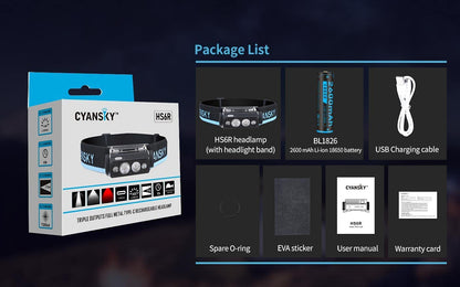 Cyansky Triple Output Headlamp | 1400 Lumens | 170m | 5 Year UK Warranty