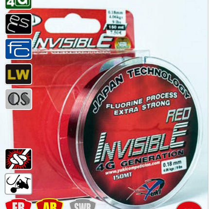 Yuki 4G Red Nylon Invisible Fishing Line 300m Per Spool