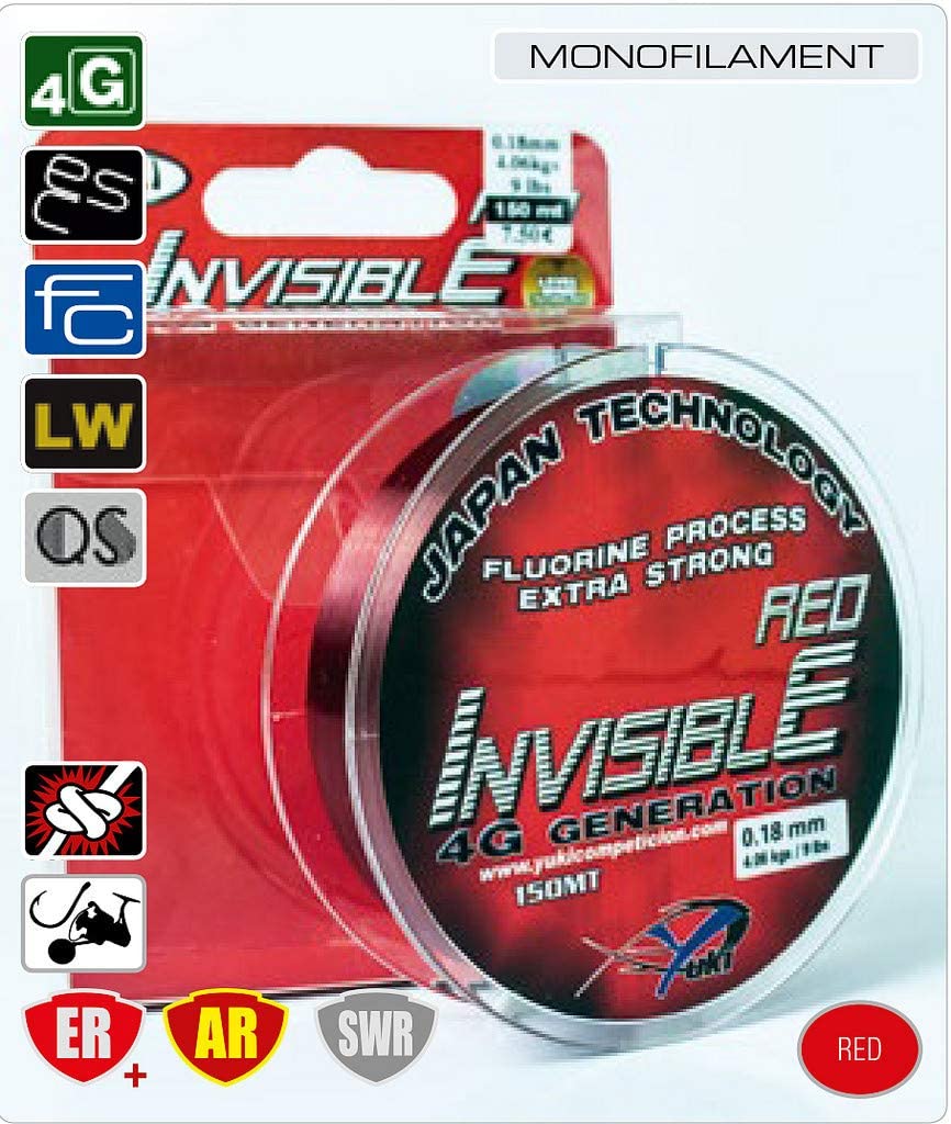 Yuki 4G Red Nylon Invisible Fishing Line 300m Per Spool