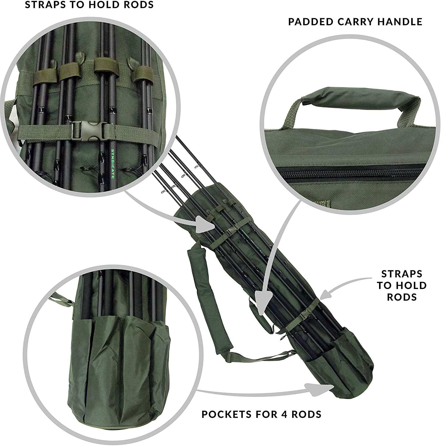 NGT CARP FSHNG BAG & ROD HOLDALL FOR 12FT RODS REELS GANT BAG FTS