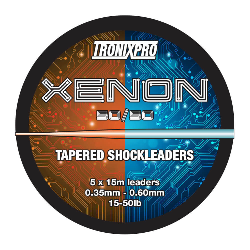 Tronixpro Xenon Tapered Shock Leader Fishing Line 50/50 Clear Orange