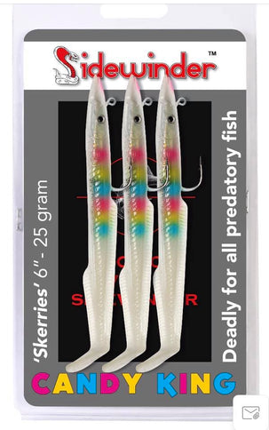 Sidewinder Candy King Skerries Eel Sandeel Fishing Lures 6" Size